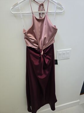 Lulus Icon Update Burgundy Colorblock Dress